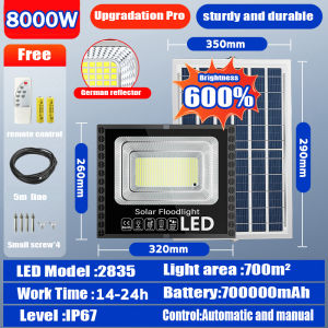 8000W solar light LED solar lights outdoor waterproof with remote control automatic switch