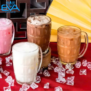 Set 12 Ly Thủy Tinh Có Quai Cao Cấp Dùng Uống Bia Trà Sữa Nước Ép Dung Tích 375ml / Clear Glass Mug with Handle QB316