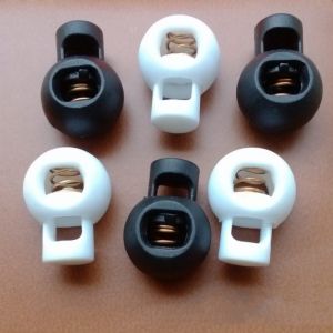 25ps Spring Loed Plastic Round Toggle Stopper Cord Locks End Plastic Rope Buckle Single Hole Spring Cord Locks Toggle
