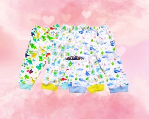 Celana panjang bayi newborn 0-12bulan motif AIRIN katun lembut 3 pcs 3 warna