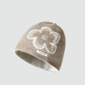 THANKSKY Đã in Mũ len hoa jacquard Len Ấm áp Mũ len in hình Ngọt ngào tiếng Hàn Mũ bảo vệ tai Phụ kiện thời trang