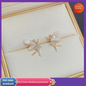 Graceful Fashion Cute Flower Wings Elf Stud Earring For Women Girls Design Zircon Fairy Exquisite Earring Jewelry
