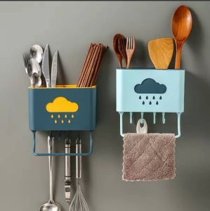 Storage Drainage Rack ♡ Multi-Functional Cloud Storage Holder Wall Hanging Drain Rack Spoon Chopsticks ♡ Ready Stock