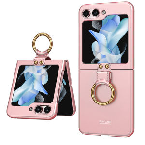 Hard Case Kompatibel Untuk Samsung Galaxy Z Flip 6 Premium Frosted Matte Skin Feel Folding Phone Case With Ring and Tempered Glass