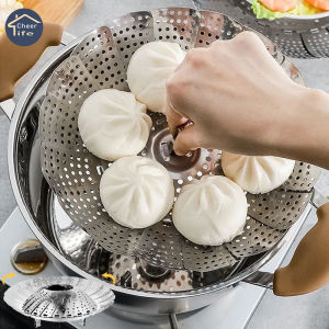 Cheer Life Free Steamer Cloth s/m/l Stainless Steel Folding Steamer Steam Vegetable Basket Mesh Expandable Cooker