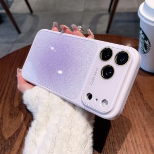 Crystal Large Window Gradient Glitter Bumper Case For iPhone 17 16 15 14 13 12 Pro Max Starry Sky Bling Candy Shockproof Cover