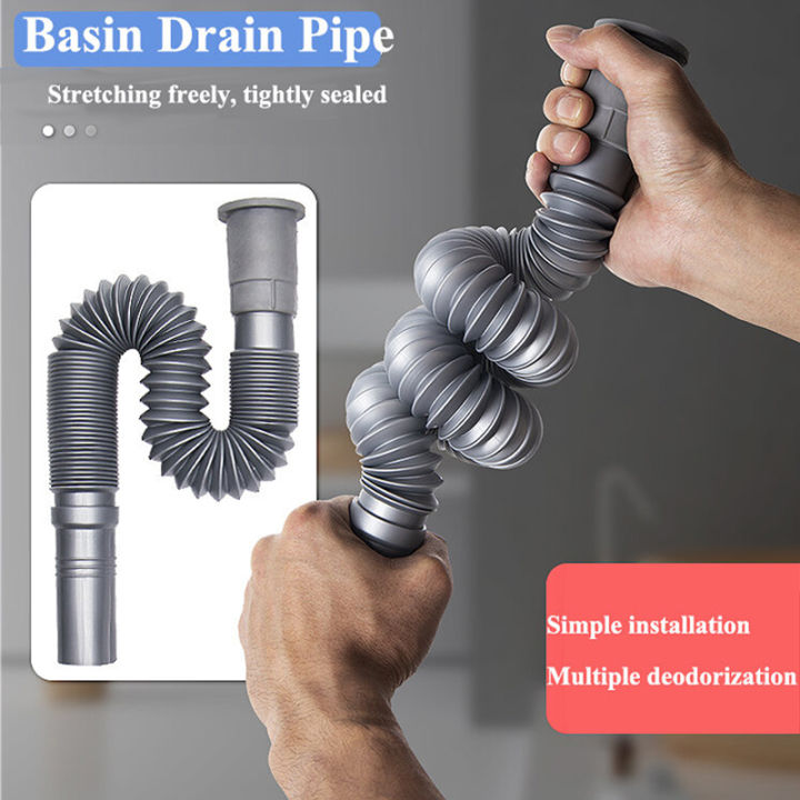 Bathroom Sink Drain Pipe Kitchen Wash Basin Drainer Flexible Drain Pipe Sink Outlet Tube