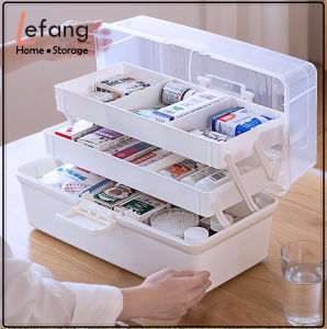 Lefang Portable Handle first aid Box Plastic Medicine Basic Organizer. Family small Safety Emergency Medical