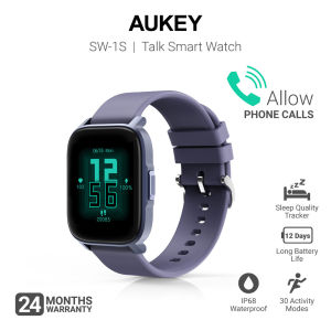 AUKEY SW-1S Talk Smart Watch w Bluetooth Call Health Monitor Long Battery & 30 Activity Modes (24 Months Warranty)