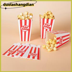 [Duola] กล่องกระดาษป๊อปคอร์นลายทาง12ชิ้นถุงลายแถบสีแดงสีขาวภาชนะใส่ขนมสำหรับงานปาร์ตี้วันเกิดของใช้เด็กอ่อน