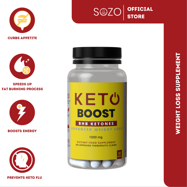 SOZO KETO BOOST BHB EXOGENEOUS KETONES 60 CAPSULES 1000MG PER