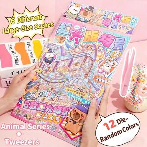 3D Big Sticker Book Extra-Large Miniature Scenes Sticker Books for Kids Girls Sticker for Scrapbook