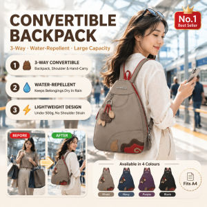 Large Capacity Convertible Backpack Tote/Microfiber Fabric Casual Bag/3 Way Use High Density Travel Bag/Versatile Use for Everyday