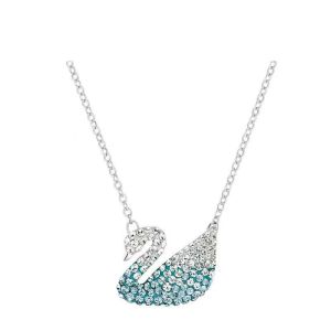AE High-end Swarovski swan necklace for women gradient black and white swan with a beating heart element crystal collarbone chain from manufacturer