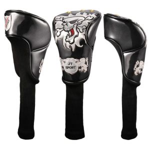 New 3Colors Skull Head Golf cover Headcover for Driver 3#Fairway Wood 5#Fairway Wood Golden Spots universal brand