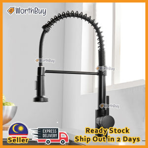 Worthbuy Dual Mode Black Solid Brass Pull out Spring Sprayer Kitchen Faucet