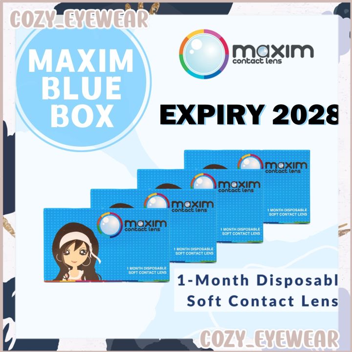 (EXPIRY 2028) (2 pcs) Maxim Blue Box Monthly Disposable Lens Cosmetic