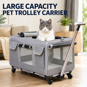 Expandable Premium Pet Carrier on Wheels Two Sided Expandable Rolling Carrier Designed for Dogs Cats