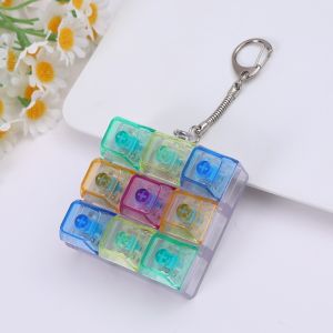 Mini Keyboard Keychain Light-Up Toy – 9 Keys Cute Fidget Gift with LED Glow for Kids & Adults Macaron Colors Portable & Lightweight Skill Development Colorful Luminous Version