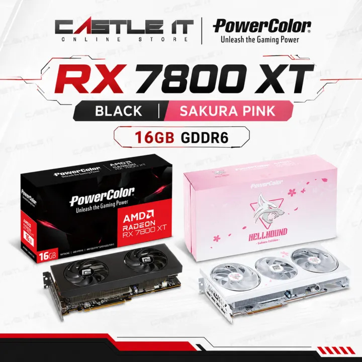 PowerColor AMD Radeon RX 7800 XT 16GB GDDR6 Graphics Card Hellhound Sakura OC