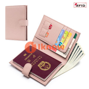I know New leather RFID ultra-thin passport bag multifunctional wallet ticket holder passport document wallet storage bag