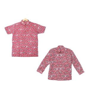 Seragam Batik BUNGA RAMPE Merah SD Lengan Panjang dan Lengan Pendek