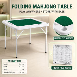 Foldable mahjong table-4-person with cup holder-Portable gaming table-Square card table-Mahjong table