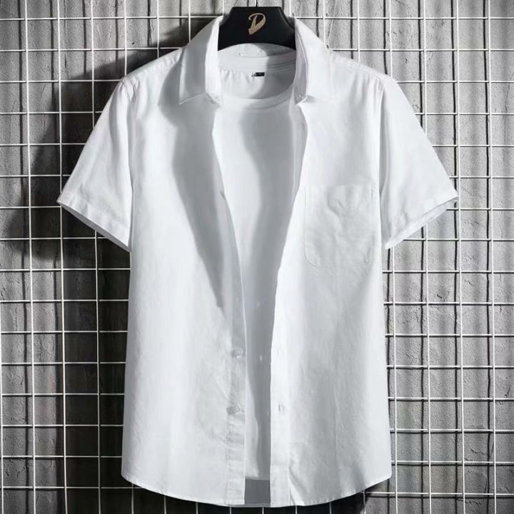SUPEEON丨สื้อเชิ้ตแขนสั้นสไตล์เกาหลีสำหรับผู้ชาย เสื้อเชิ้ตสีพื้น เสื้อ ...