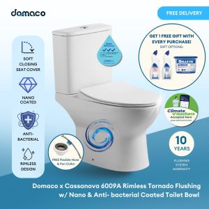 Domaco x Cassanova 6009A Rimless Tornado Flushing w/ Nano & Anti- bacterial Coated Toilet Bowl