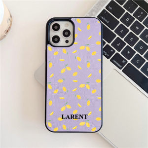 Custom Names Lemon Style PU Leather Case for iphone 14 13 15 16 17 Pro Max 14 15 16 Plus Case Luxury Brick Saffiano Vegan Cover