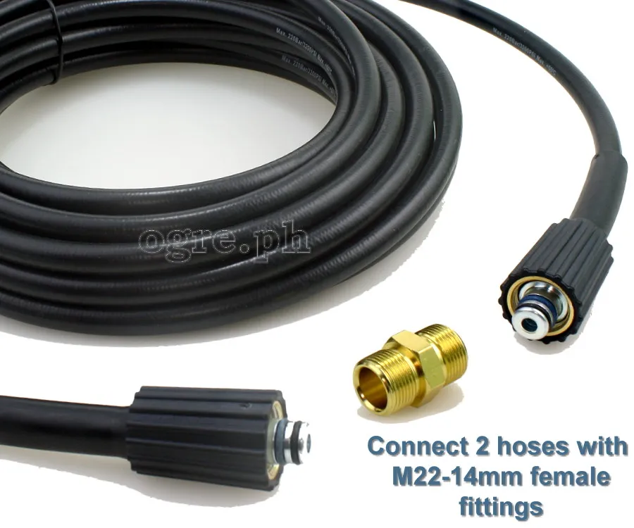 Super Flexible Pressure Washer Car Wash Water Cleaning Hose Pipe Cord Kink  Resistant Power Washer Hose2x M22F Fittings (220 bar / 3200)