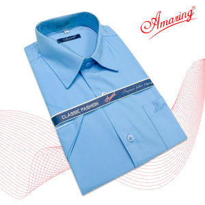 Áo so mi công sở dành cho tuổi trung niên có size lớn form rộng dáng suông tay ngắn hiệu Amazing