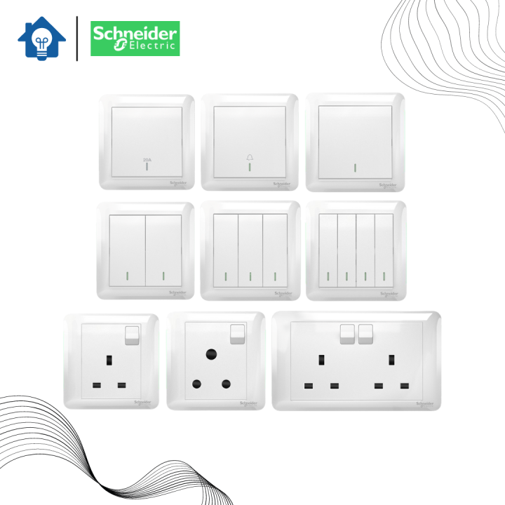 Schneider Affle Plus White Switches & Sockets / 13A 15A Switch Socket ...