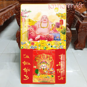 Lịch 2026 - Lịch tráng gương kích thước 34 x 60cm có Lốc 14.5x20.5cm - Di Lặc (D3)
