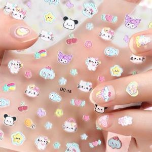 Cartoon Cinnamoroll Kuromi 5D Luminous Stickers Nail Art Decoration Sanrio Anime Character Series Nail Stickers DIY Lasting Decals