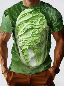 [Local Stock] VCC Mens Yellow Corn Korean Lettuce T-Shirt 3D Printed Short Sleeve Vegetable Fruit Breathable Round Sleeve Casual T Shirt for Man