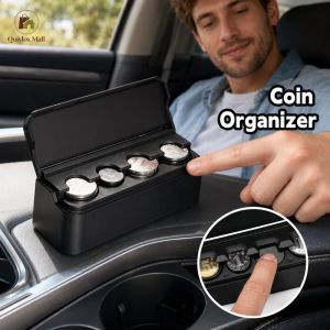 Car Coin Storage Box Portable Plastic Dispenser Auto Interior Accessory For Dashboard Home Office Organizer