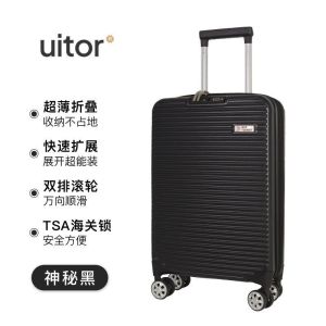 20-inch Foldable Suitcase Ultra-Thin Extendable Front Open Cover Password Luggage Password 20-inch Universal Wheel Trolley Case Outdoor Gift