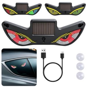 SJJL MALL 5 Modes Car Demon Eye Light Solar Warning Light Car Atmosphere Light Safety Triangle Window