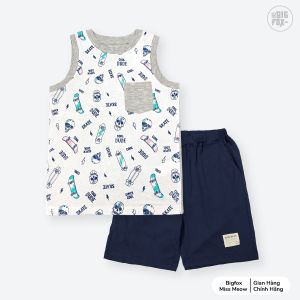 Đồ bộ quần áo ba lỗ sát nách bé trai size đại BIGFOX - MISS MEOW chất liệu cotton mềm mịn túi ngực size trẻ em 234567891011 tuổi 10-32kg