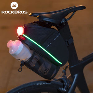 ROCKBROS Bike Saddle Bag Rainproof Big Capacity Folding Bike Water Bottle Bag Reflective Mountain Bike Storage Tail Bag Bike Accessories