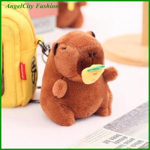 AngelCity Fashion Store Cartoon Capybara Pendant Plush Toy Pull String Ice Cream Strawberry Doll Bag Hanging Ornaments Keychain Desktop Decoration