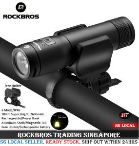 SG delivery ROCKBROS light Bicycle Light Headlight Waterproof LED light Power Bank USB Rechargeable light Flashlight Torchlight bicycle accessories