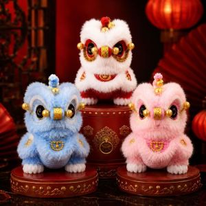 JITEN Handmade Lion Dance Plush Toy Traditional Cute Lion Dance Ornament Cultural Heritage Festive Atmosphere Chinese New Year Decoration Car Decoration