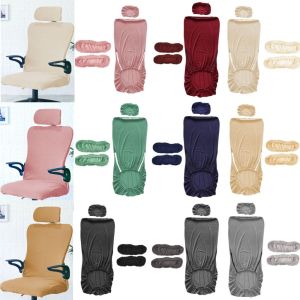 ZOOGGJZ ยางยืด ผ้าคลุมเก้าอี้สำนักงาน ผ้าคลุมหัว สีพื้น ผ้าคลุมเก้าอี้เกมมิ่ง แบบสากล ซักได้ ผ้าคลุมเก้าอี้หมุนคอมพิวเตอร์