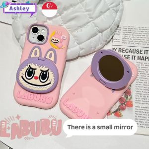 (SG Seller) Labubu Phone Case For IPhone 15 / 15 Pro Max / 14 / 14 Pro Max Silicone Back Cover Cartoon Phone Case with Mirror and Holder