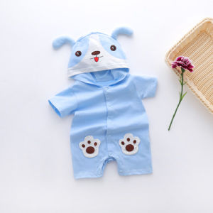 Baby Jumpsuit Snap Button Cow Hooded Short-Sleeved Baju Baby Animal Style Romper Baby Girls Boys Newborn Birthday Photo Clothes Cartoon Baby Jumpsuit Cute Clothes Party Banquet Baby Outfit