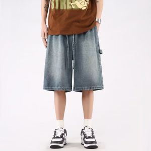 Mens denim shorts summer thin trendy brand ins loose and versatile oversize high street five-point pants