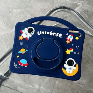 iPad Gen 10 2022 10.9 inch Tempered Anti Gores Softcase Anak Casing Children Warna Navy Astronot Anti Shock Shockproof Kid Cute Casing Rotate Stand Standing Cover Strap Tali Kesing Handle Skin Sarung