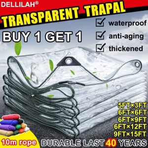 【Free 20m rope】transparent trapal waterproof thicken pvc tear-resistant makapal rainproof cloth Transparent waterproof tarpaulin Parasa Hardin Clear Tarp + Heavy Duty + Anti-Tear + Rainproof Cover  Trapal + Makapal + Hindi Tinatagusan ng Tubig + Lona